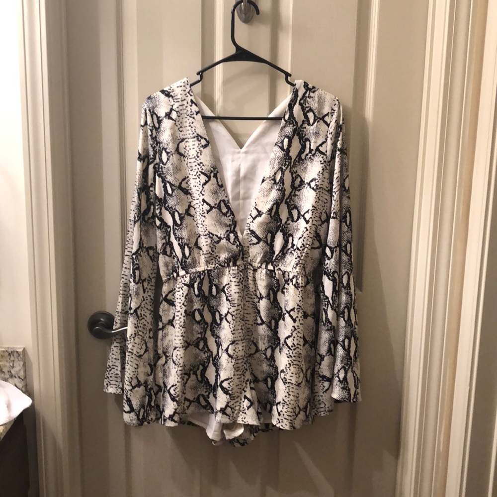 Tobi snakeskin long sleeve romper